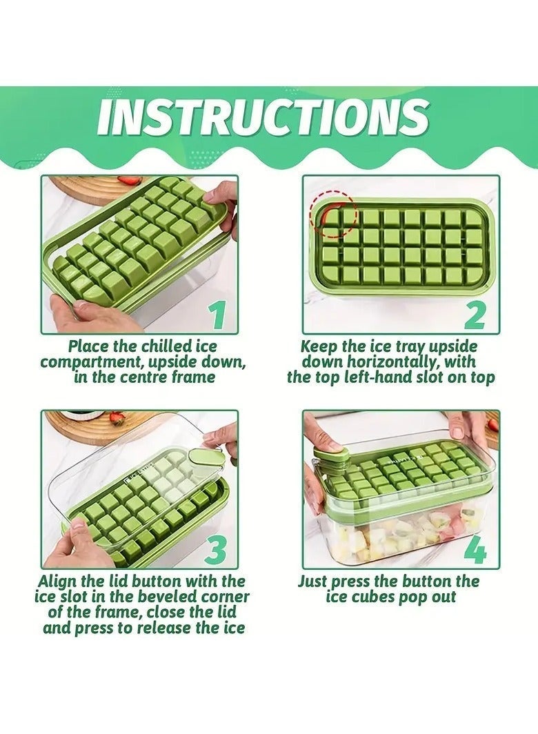 64-Grid Ice Cube Tray with Lid & Bin, Easy-Release Mold for Large Capacity Freezing and Storage, Double-Layer Plastic Design – Perfect Kitchen Accessory for Beverages, and Fresh Fruit Infusions, Ice Cube Trays for Freezer, Beverage Cooling, Transparent Storage, Durable Kitchenware, Easyclean Material. - Image 5